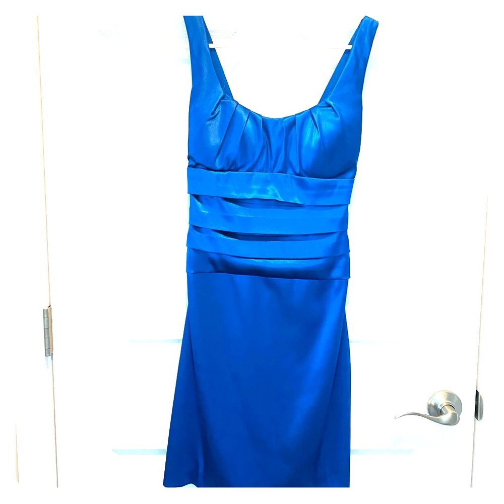 Bright blue silk/satin dress